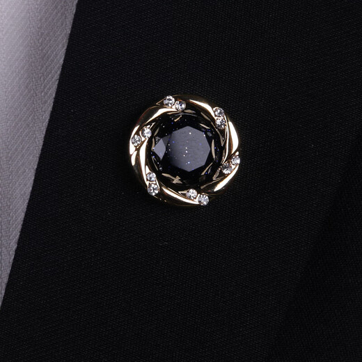 Shijun (SHIJUN) light luxury men's brooch, high-end, deep and vast starry sky stone collar pin, women's suit formal suit brooch, vast starry sky stone (gold) brooch brooch