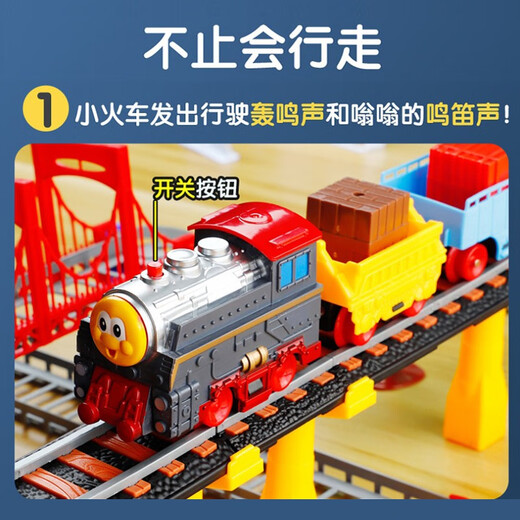 Fenming Children's's Toys Electric Train Train Car Toys Car Toys High-Speed ​​Railway Toys Set With Music Boy Gift Model [Music Train + Car + Sound and Light Bridge]