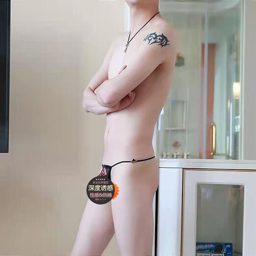 邹润安情趣男士情趣内裤网纱T裤丁字裤性感诱惑透视透明火辣男宠阴茎裤 g295百合花内裤 均码(适合S-XXL)