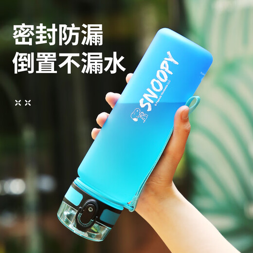 Snoopy (SNOOPY) children's water cup summer portable large-capacity drop-proof and leak-proof drinking cup for male and female primary school students one-click direct drinking cup blue