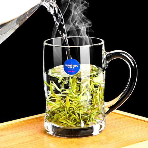 Luminarc thickened tempered glass cup household tea cup with handle large capacity tea cup green tea cup drinking cup with handle Benny 450ml two