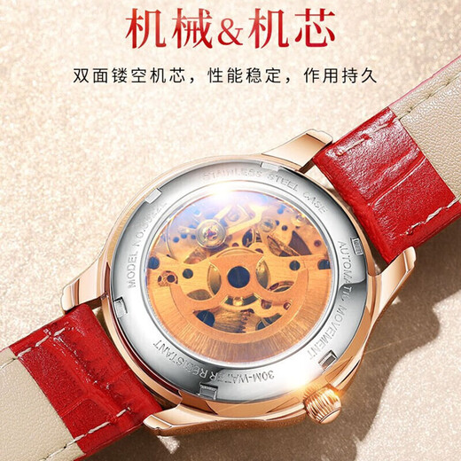 OLEVS Swiss certified watch women's fully automatic mechanical watch luminous waterproof hollow women's watch fashion fashion women's watch OLEVS6622 women's ceramic white surface free engraving