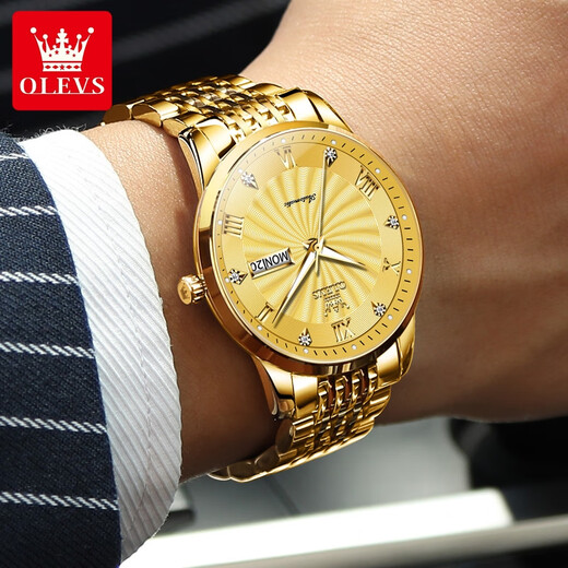 Olevs Swiss Certified Brand Watch Herren Mechanical Watch Luminous wasserdicht vollautomatisch Herren Uhren Business High-End Watch Herren Olevs-6630-Steel-Gürtel Vollgold