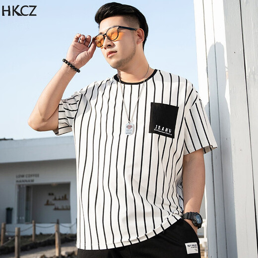 Zhidou Dou Do dof fettem Mann T-Shirt für Männer, trendiger dicker Mann extra großer Kurzärmel-T-Shirt für Männer, dicker Mann, plus großer Bauch, halbärmeliges Basishemd lose T1049 10xl XL (160-180jin [Jin gleich 0,5 kg])
