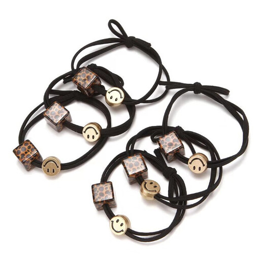 Jiuvia headband women's high-end rubber band hair holster, sweet and durable high ponytail hair accessory, simple hair rope head accessory FQ#Smiley face 2 pieces