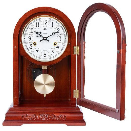 Mechanical desk clock wind-up old-fashioned large table clock home retro pendulum clock living room Chinese desktop ornament clock G2088 hanging dual-purpose clock