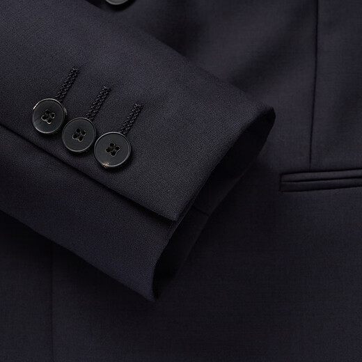 Qipai Wool Suit Men's Suit Spring and Summer New Style Wool Business Suit Dress 127C7115B-Navy 52 (185)