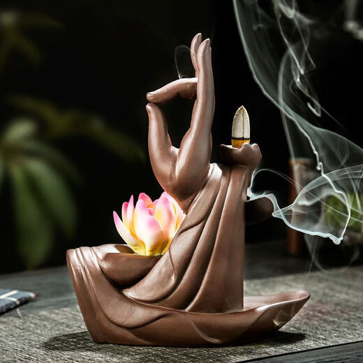 Jimang (JIMANG) reverse flow incense burner, creative ornaments, home indoor incense burner, sandalwood burner, incense stick, agarwood incense holder, gift to friends, bergamot lotus heart, pink lotus