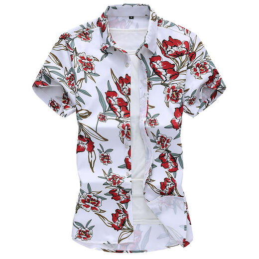 Chang Luzhu Summer New Style Herrenhemd für Männer mit kurzärärmernem Herren-Blumenhemd kurzärmelig schlanker gedruckter kurzärmeliger Hemd Herren-Top 7029 m