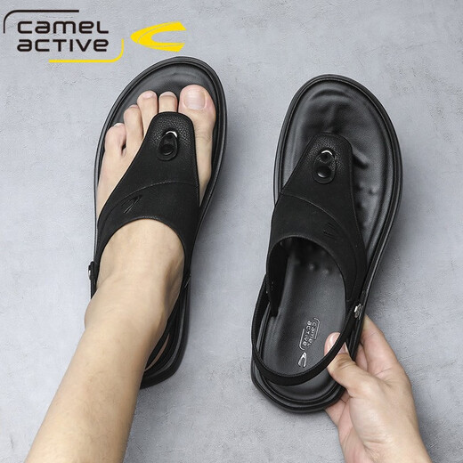 Sandalias de hombres dinámicas de camello alemanes para el verano Nuevos zapatos de playa informales Sandalias sin deslizamiento Sandalias de doble propósito Flip Flip Flopslip 3880 Negro (tamaño de zapato deportivo) 38