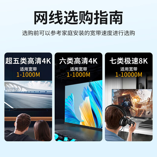 值计超五类网线CAT5e类高速千兆网线1米 工程装修布线宽带电脑家用连接跳线成品网线 黑色ZL-5010BK