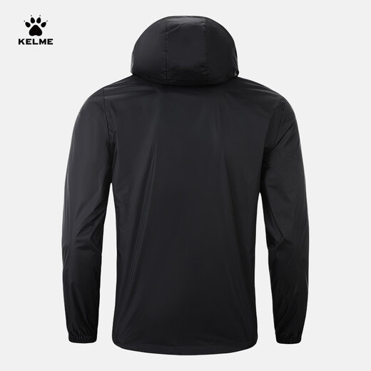 KELME/卡尔美运动风雨衣男女情侣防风衣防雨连帽足球训练外套 黑色 L 175