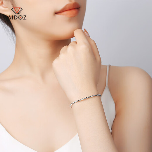 Aido Diamond PT950 platinum bouncy bead bracelet for women, platinum laser bead round bead fashion bracelet for girlfriend, weight 5.5-5.7 grams