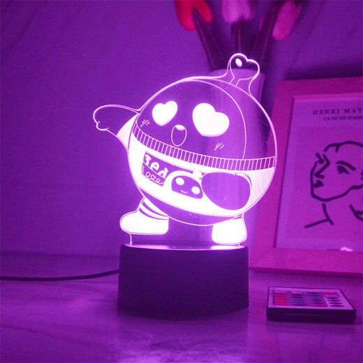 Nueva fiesta de huevo luces ambientales periféricas Baker Styling luces nocturnas coloridas en los regalos de cumpleaños junto a la cama 3899-5 Zhai Zai Xiong 7 Colores Botthip Black Bottom y batería Modelo de batería