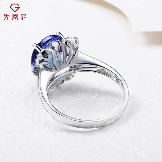 Xian Enni white 18K gold tanzanite ring cluster set diamonds gemstone women's ring colorful gem ring women's jewelry