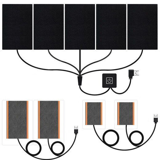 Combinaison chauffante intelligente USB bricolage une à cinq feuille chauffante réglage de la température à trois vitesses fibre de carbone film chauffant 5V tissu chauffant électrique imperméable coussin chauffant USB tricolore 30*30 cm