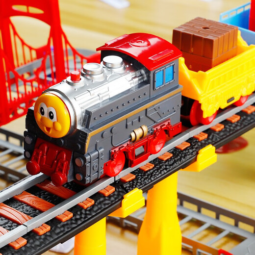 Fenming Children's's Toys Electric Train Train Car Toys Car Toys High-Speed ​​Railway Toys Set With Music Boy Gift Model [Music Train + Car + Sound and Light Bridge]