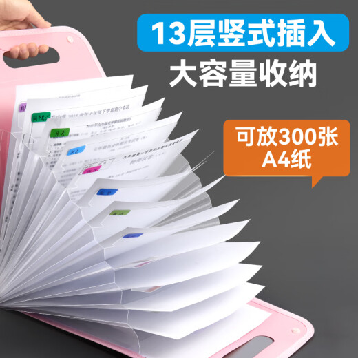 DSB (Disby) test paper storage bag folder organ folder test paper folder file bag test paper storage book multi-layer vertical blue 13-layer SNS-A01