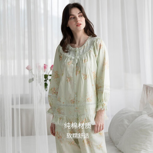 Rosemaid/Rosemaid Spring y Summer Nuevo estilo, mismo estilo en el centro comercial, juego de encaje cubierto de cuello redondo, serie de algodón clásico de algodón largo 12041 Green 155 (s)