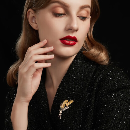 Kamalun (KAMALUN) wheat ear brooch, high-end women's luxury pin, suit coat, fashion accessories, corsage badge, birthday gift for girlfriend, wheat ear brooch + brand gift box, no engraving