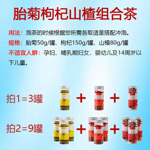Raw chrysanthemum wolfberry hawthorn tea canned with hawthorn flower tea slice combination fetal chrysanthemum + wolfberry + hawthorn