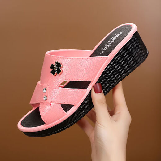 Yunyouli (Yunyouli) Sandalen mittleren Alters für Frauen, die neue Modefischmund-Mund-Hang-Fersen-Sommer-Mutterschuhe tragen, nicht rutschdicke Pantoffeln für Frauen für Frauen im Off-White High Heels (937) 39 (geeignet für Größe 38 Fuß)