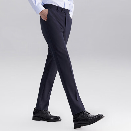 Angel Bird Men's Business Casual Suit Pants Straight-leg Wool Suit Pants KEBD241202U Navy Blue 80A