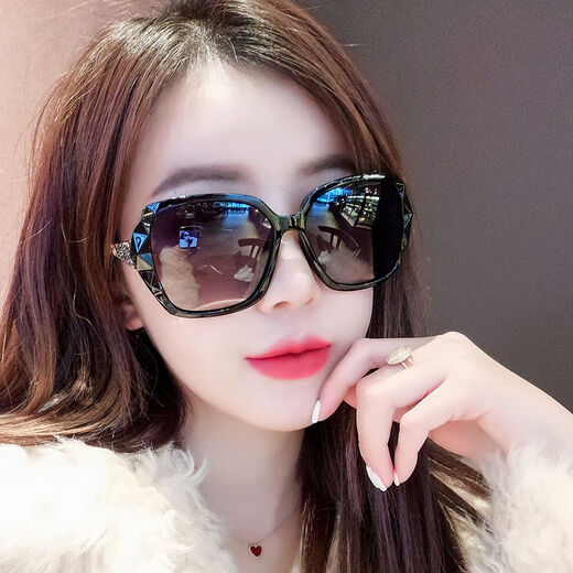 Mijilin 2022 new new style sunglasses for women high-definition anti-blue light sunglasses women's sunglasses driving sun protection round face long face internet celebrity black upgraded model high-definition anti-blue light