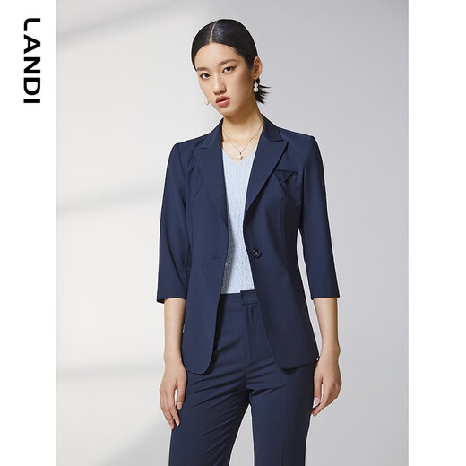 LANDI shopping mall's new summer blazer women's thin three-quarter sleeve suit formal top Tibetan blue M