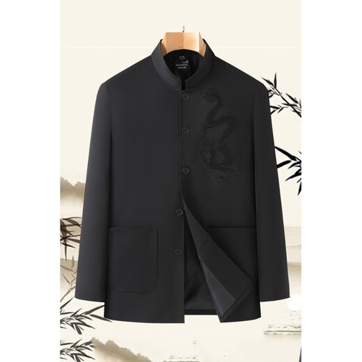 Qingchao fashionable middle-aged men's dad's wear Chinese style Tang suit embroidered tunic jacket stand collar Chinese style birthday wedding jacket red XL (180) Recommended 130-145Jin Jin equals 0.5 kg