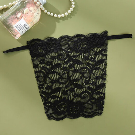 Dixing (DIXING) tube top wrap bra anti-exposure small breast one-piece lace underwear bra anti-exposure artifact chest black rose