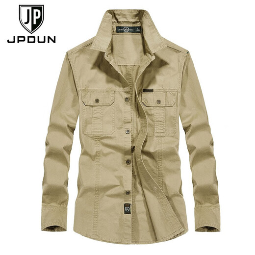 
JP autumn outdoor men's long-sleeved shirt lapel casual shirt 1283 khaki M-170