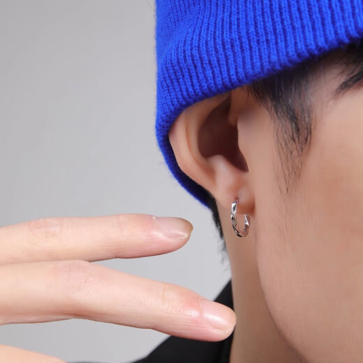 Zushange Mobius ear clip men's high-end niche personality non-hole men's earrings fashionable non-pierced handsome earrings 12mm silver one pair