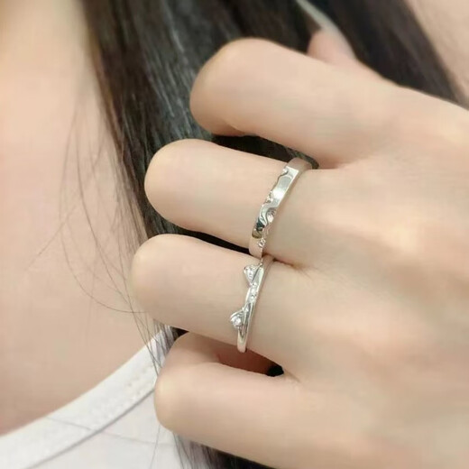 BXES925 sterling silver Cat Diary Couple Ring ins exquisite, gentle, sweet and versatile couple ring commemorative gift Cat Diary Couple Ring Couple Pair Gift Box