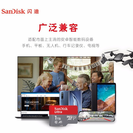 闪迪（SanDisk）TF卡 监控内存卡行车记录仪存储卡手机内存MicroSD卡 至尊高速 1T 150MB/S A1