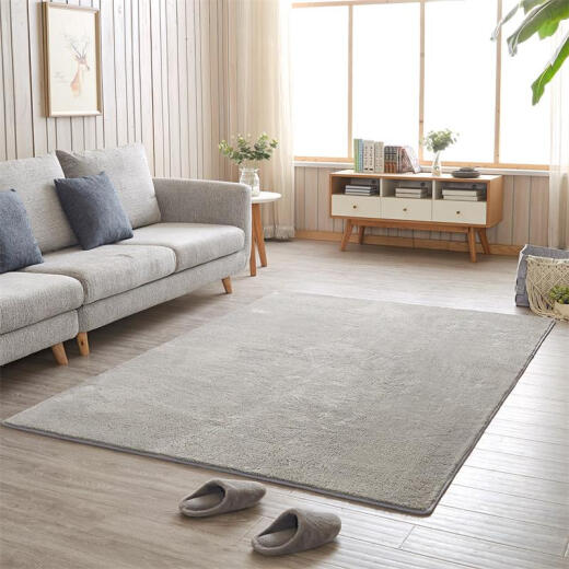 Weimeng [Support customization] Carpet for bedroom and living room, super soft, wabi-sabi style, European style, full bay window, bedside coffee table mat, modern, simple, home, warm, plush, super soft - silver gray 0.8*1.6 meters