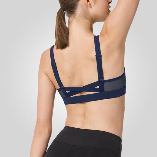 YVETTE Low-Strength Women's Sports Bra Yoga Fitness Pilates Sports Bra S100178A02 69A Navy Blue L(80A-80C)