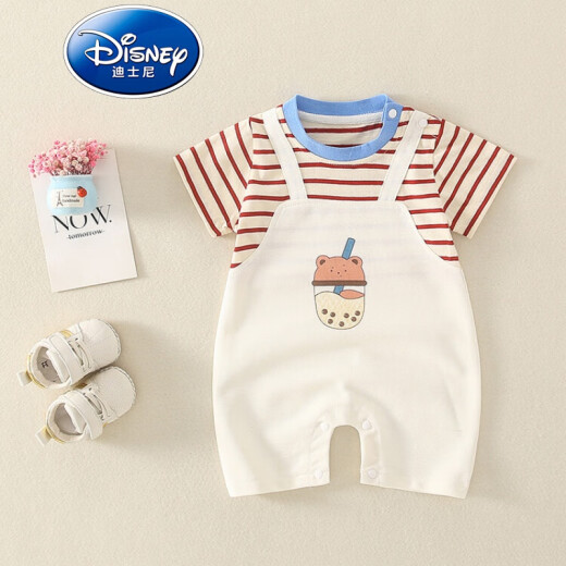 迪士尼（Disney）品牌童装婴儿短袖衣服夏季薄款男宝宝夏装连体衣新生儿满月爬爬服 6210 白色 80cm