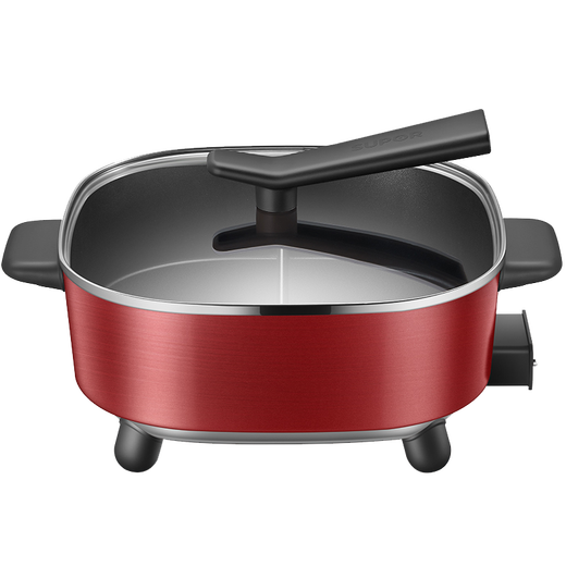 SUPOR electric hot pot household multi-function electric hot pot electric cooking pot 5L Maifan stone color double pot H2828FK814Y red 5L