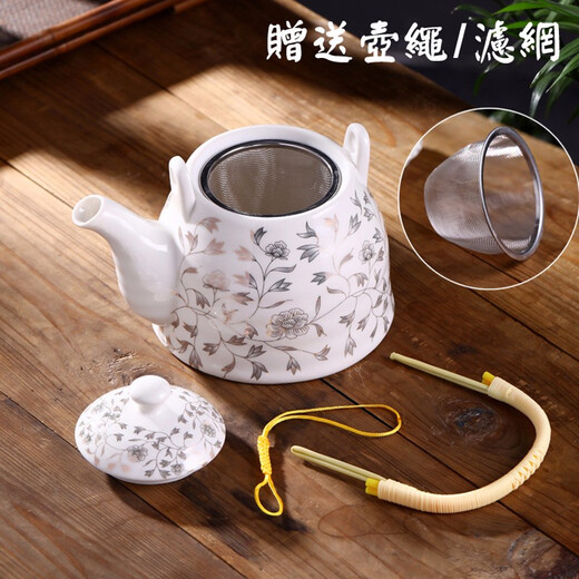 Ancient Sheng Ji with Bamboo Support Jingdezhen Ceramic Tea Set Household Complete Lift Kettle Chinese Teapot Tea Cup with Filter Platinum Orchid Vine (Main Image) 7 Pieces 7 Pieces