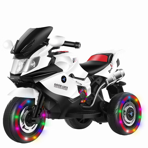 Xi Liangbei children's electric motorcycle tricycle remote control male and female baby toy car can sit on a child's large stroller gift red large battery + Bluetooth + dual drive