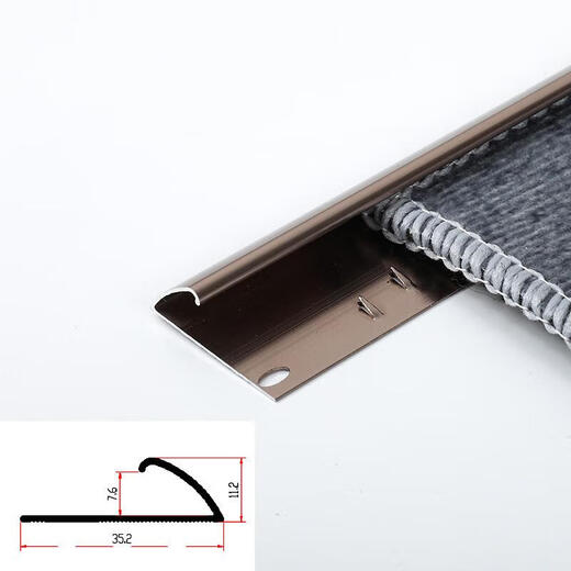FacEmini FN-677 Aluminio Aleado Forra de alfombra tiras de recorte tiras de presión y tiras de borde. Alfombra tiras de borde de un solo lado_7492 oro rosa brillante (una pieza de precio de 2.5 metros)