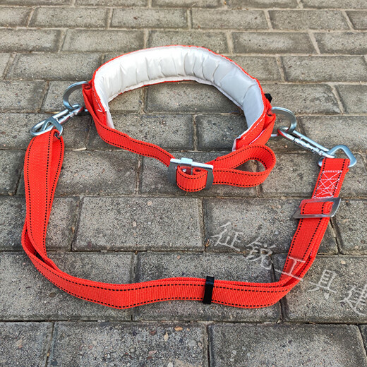 National standard thickened electrician's safety belt power belt climbing telephone pole outdoor tree anti-fall fence safety belt national standard electrician's safety belt_double hook red model