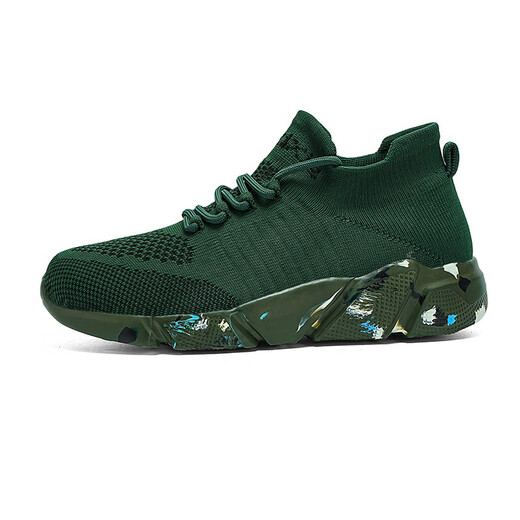 Dianou 2025 Neue lässige Single -Schuhe Großgröße Weiche Sohle atmungsaktive Sportschuhe Vielseitige Top -Sockenschuhe LLN 7027 Fisch Seide All Black 37