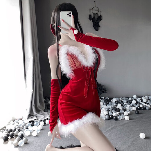 曼烟性感情趣内衣圣诞节制服诱惑床上免脱纯欲冬季激情睡衣套装女 104 1048圣诞裙[圣诞裙+手套*2+T裤]