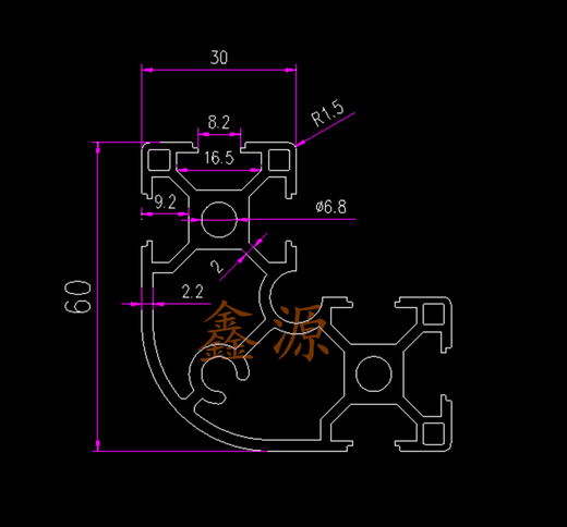 Renjuyi Industrial Aluminiumprofil 6630r Aluminiumlegierung 6060r Europäische Standard-Hemmkreis-Aluminiumprofil 6030R-Säulenprofil
