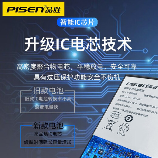 Батарея Pisen подходит для Oppo A7X Mobile Phone A1 Business A3 Battery A57/A77/A83/A52/A91/A92S/A93/A96 Замените батарею аккумуляторной батареи A9X A92S 3890MAH [BLP779]