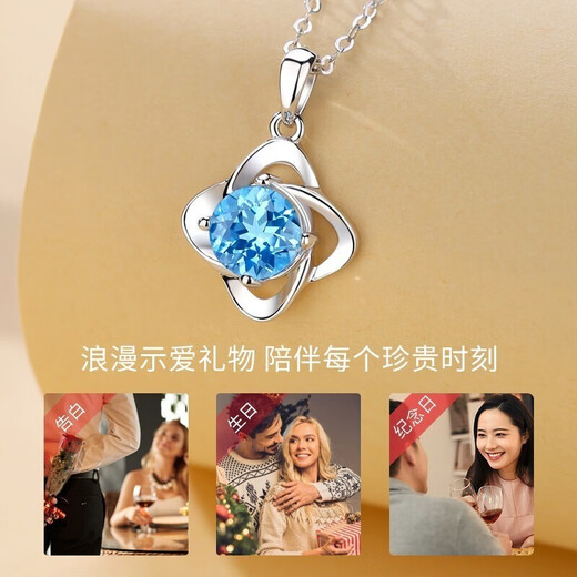 MZMZ four-leaf clover platinum necklace for women PT950 platinum moissanite pendant fashion clavicle chain birthday gift for girlfriend platinum flash O chain + D color flawless moissanite