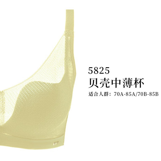 奥丝蓝黛内衣文胸夏季薄款女超薄透气纯欲水晶杯性感蕾丝小胸聚拢5024\/5825 香柠黄（中薄AB杯） 80B (95)