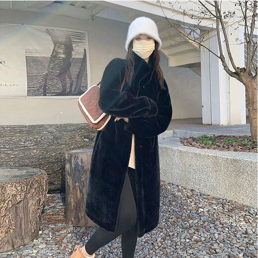 Gu Bing simulated fur coat for women winter imitation mink coat thickened loose lamb fur one-piece mid-length milk white [self-priming buckle] L [130-150Jin [Jin equals 0.5 kg]]